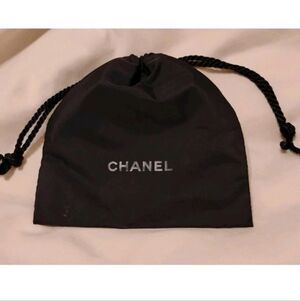 CHANEL Black Drawstring Jewelry Bag Make Up Travel Pouch (SMALL)